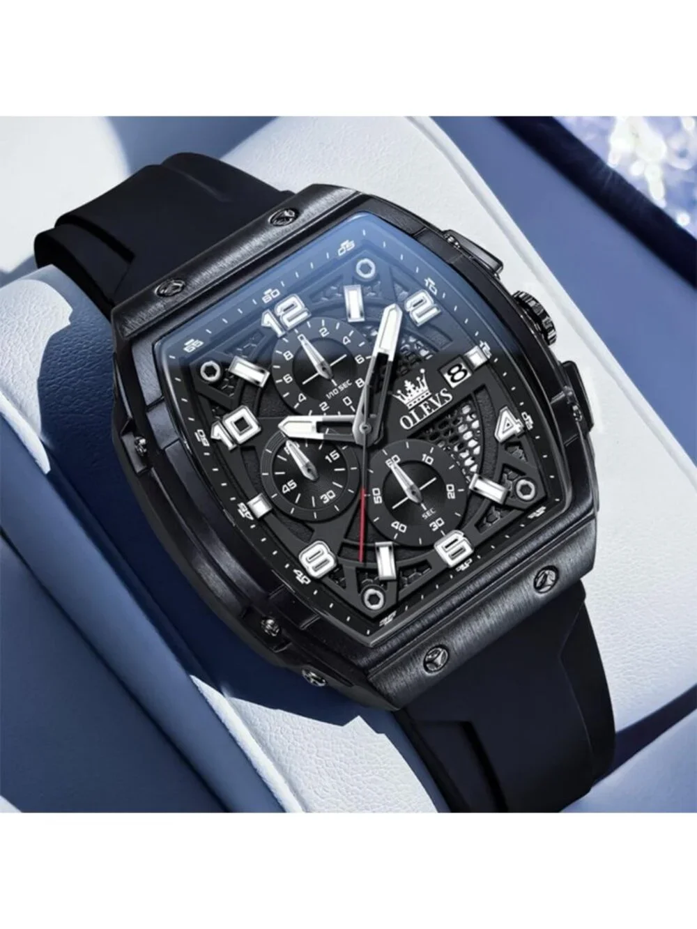 Luxury Large Face Men's Chronograph Watch | Waterproof Silicone Strap Gift Idea